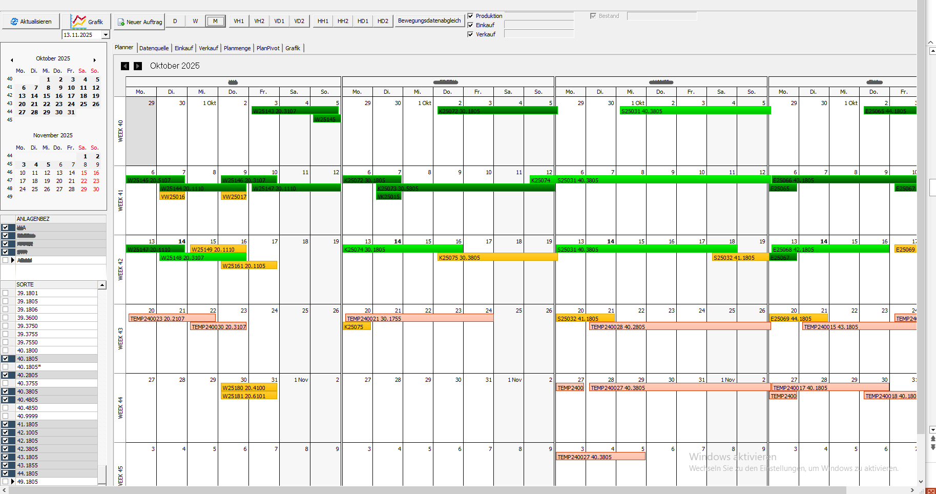 Production & Gantt Controls